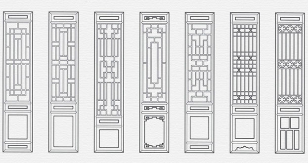 吉阳镇常用中式仿古花窗图案隔断设计图